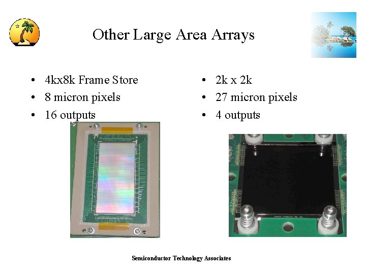 Other Large Area Arrays • 4 kx 8 k Frame Store • 8 micron