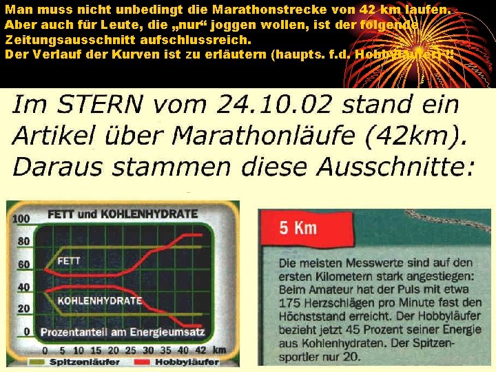 Man muss nicht unbedingt die Marathonstrecke von 42 km laufen. Aber auch für Leute,