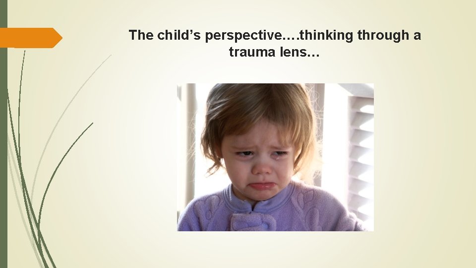 The child’s perspective…. thinking through a trauma lens… 