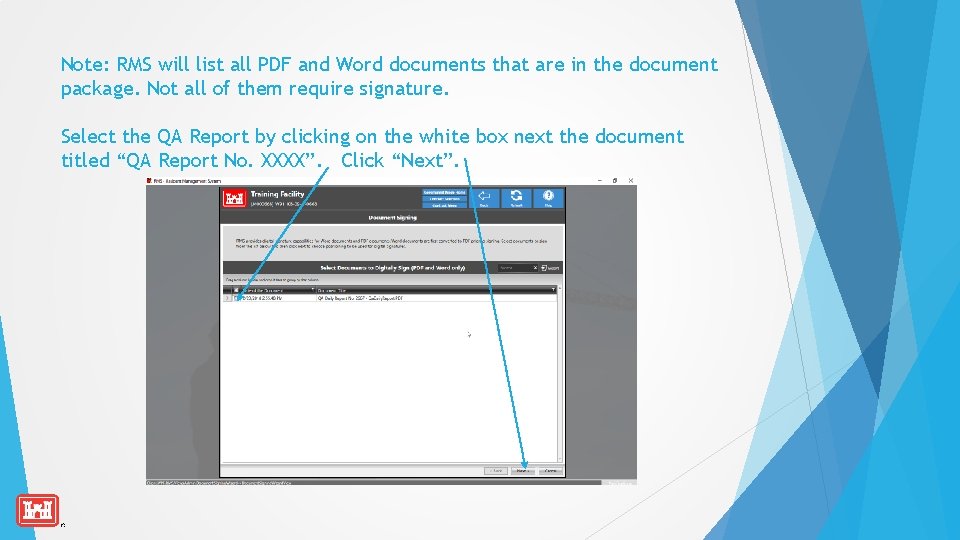 Note: RMS will list all PDF and Word documents that are in the document