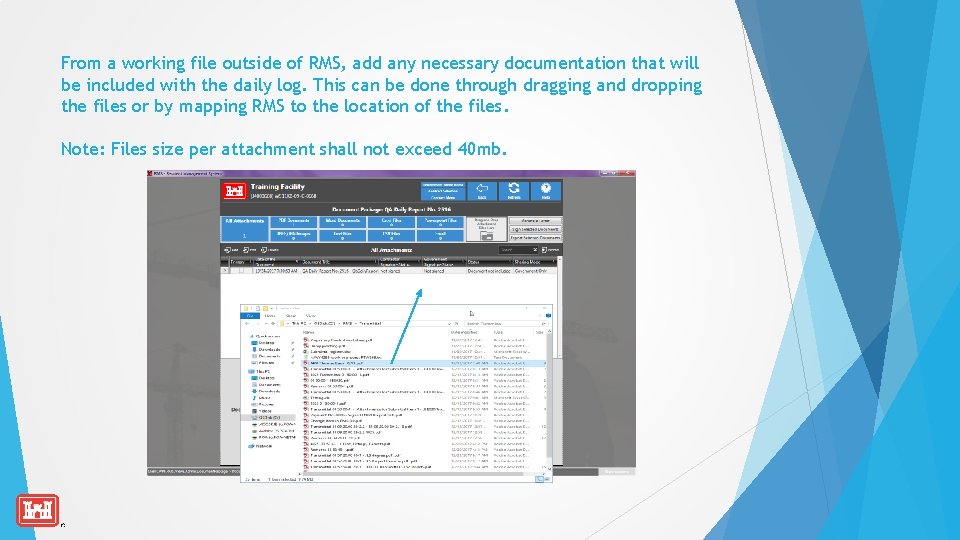 From a working file outside of RMS, add any necessary documentation that will be