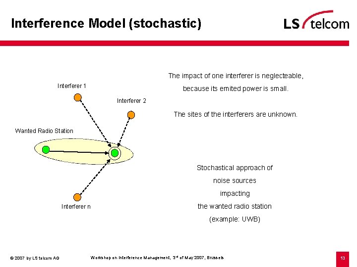 Interference Model (stochastic) The impact of one interferer is neglecteable, Interferer 1 because its