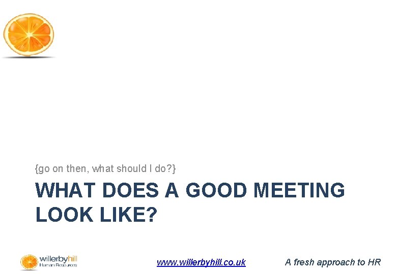 {go on then, what should I do? } WHAT DOES A GOOD MEETING LOOK