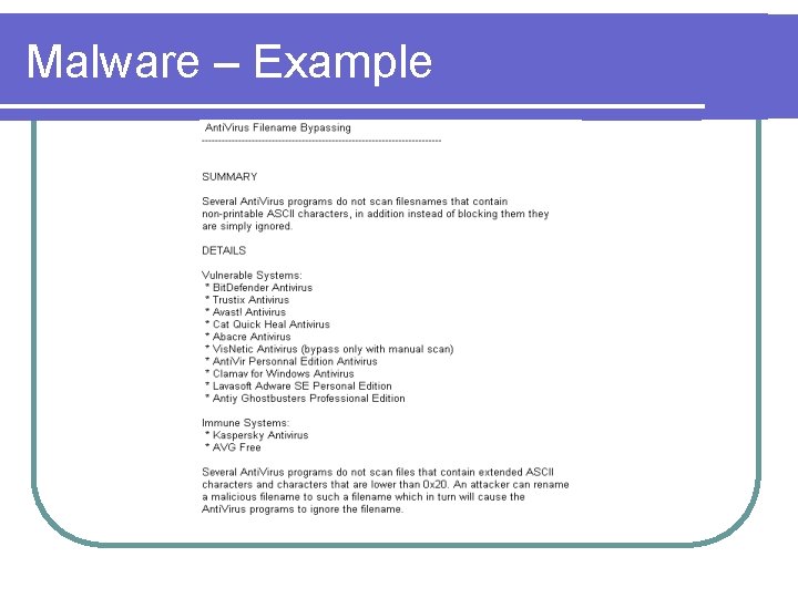 Malware – Example 