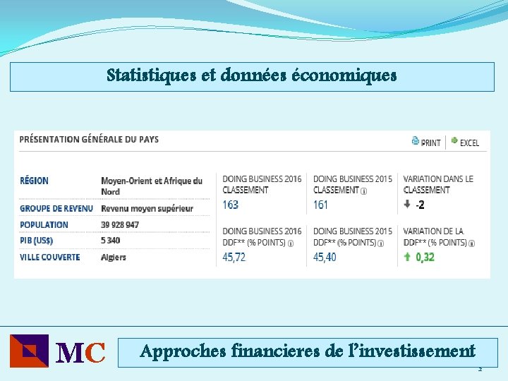 Statistiques et données économiques MC Approches financieres de l’investissement 2 