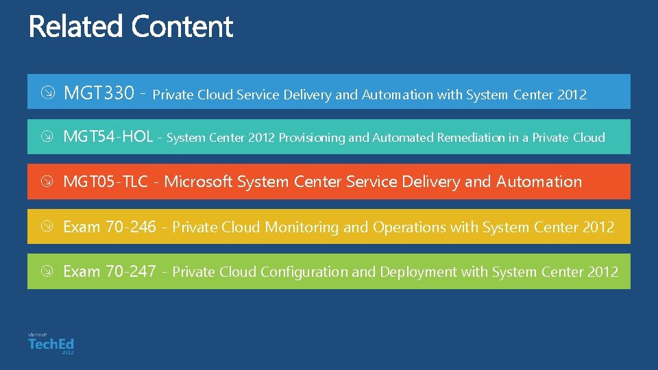MGT 330 - Private Cloud Service Delivery and Automation with System Center 2012 MGT