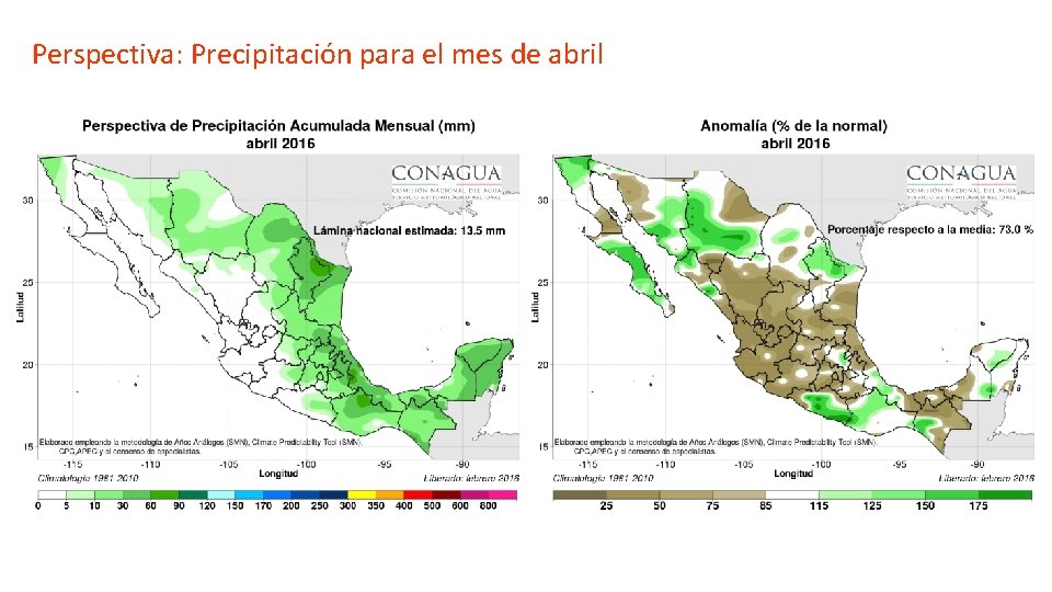 Perspectiva: Precipitación para el mes de abril 