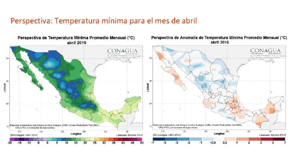 Perspectiva: Temperatura mínima para el mes de abril 