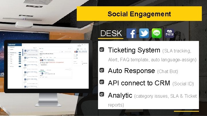 Social Engagement DESK - Ticketing System (SLA tracking, Alert, FAQ template, auto language-assign) -