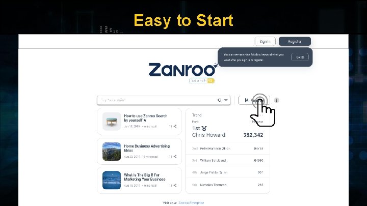 Easy to Start © 2019 ZANROO. PRIVATE & CONFIDENTIAL Reproduction in whole or in