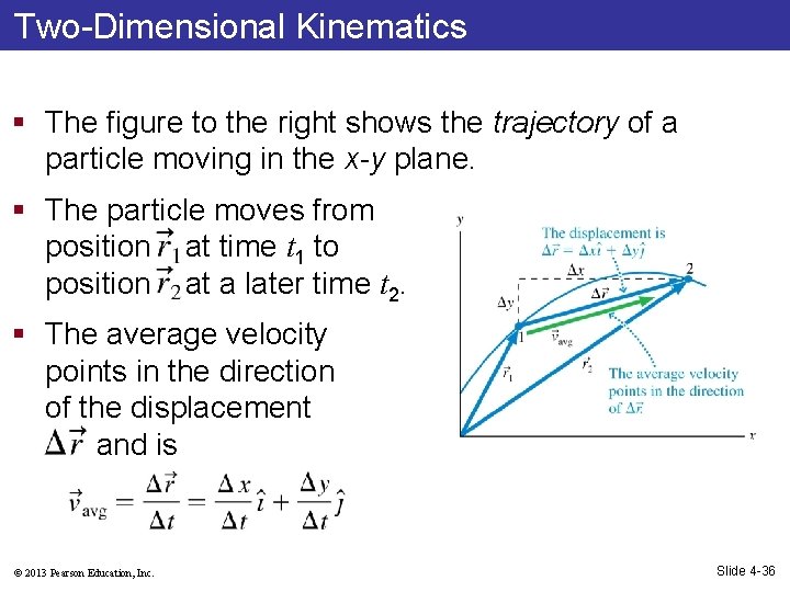 Two-Dimensional Kinematics § The figure to the right shows the trajectory of a particle