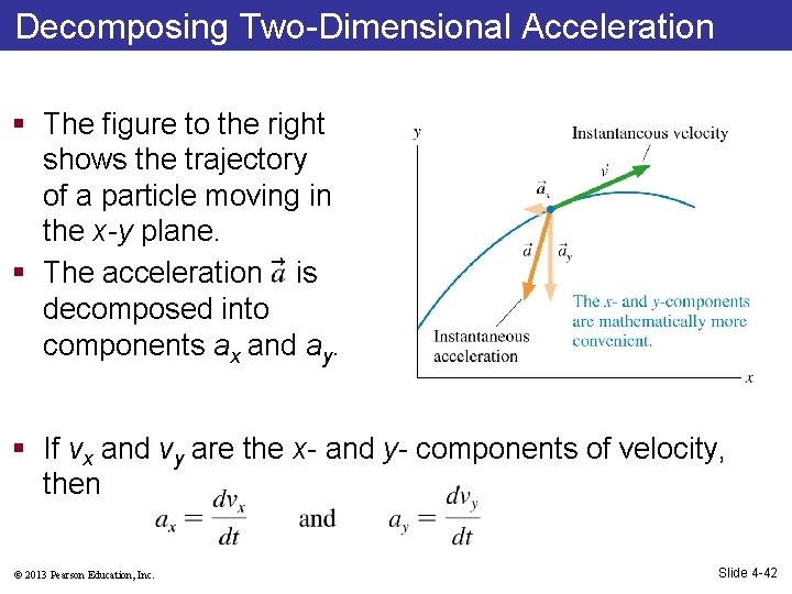 Decomposing Two-Dimensional Acceleration § The figure to the right shows the trajectory of a