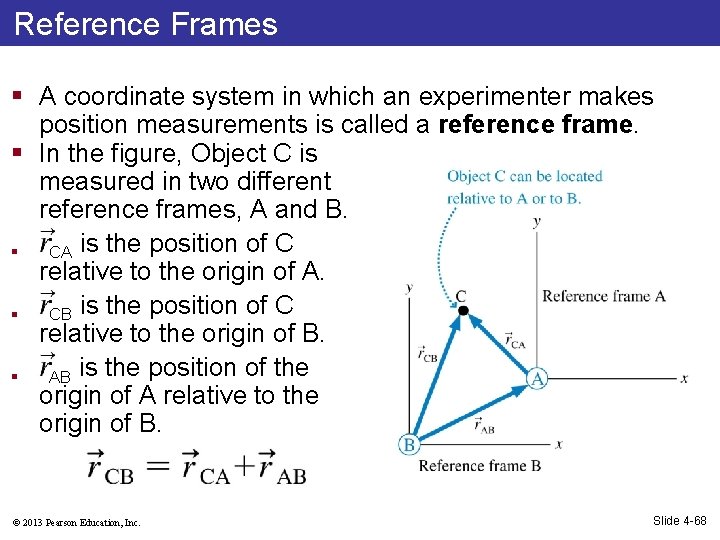Reference Frames § A coordinate system in which an experimenter makes position measurements is
