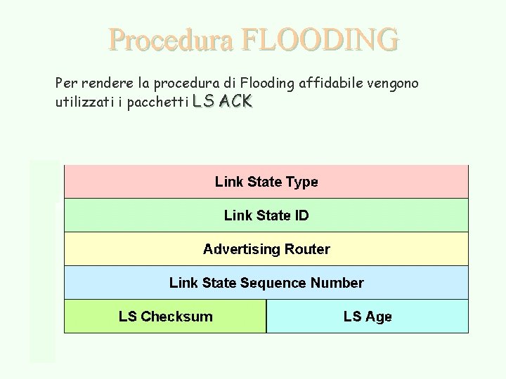 Procedura FLOODING Per rendere la procedura di Flooding affidabile vengono utilizzati i pacchetti LS