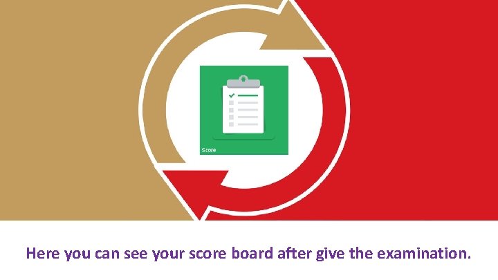 Here you can see your score board after give the examination. 
