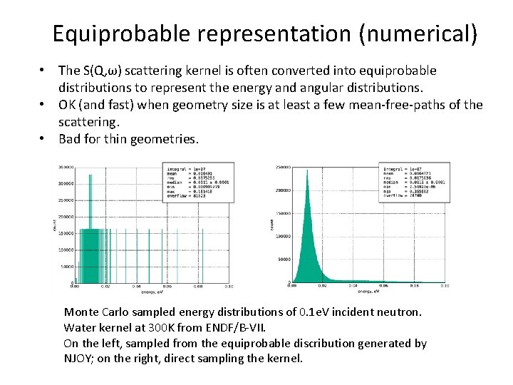 Equiprobable representation (numerical) • The S(Q, ω) scattering kernel is often converted into equiprobable