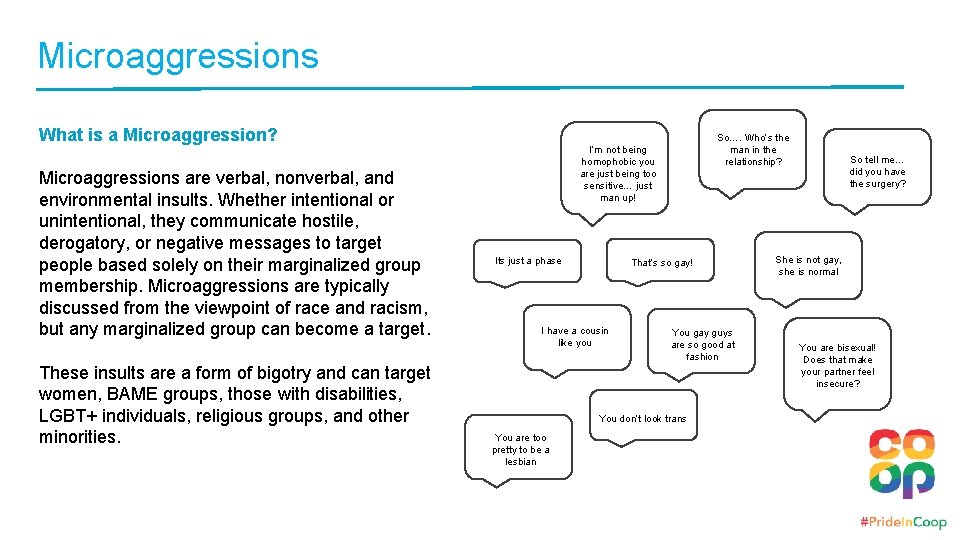 Microaggressions What is a Microaggression? Microaggressions are verbal, nonverbal, and environmental insults. Whether intentional