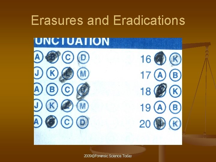 Erasures and Eradications 2009©Forensic Science Today 