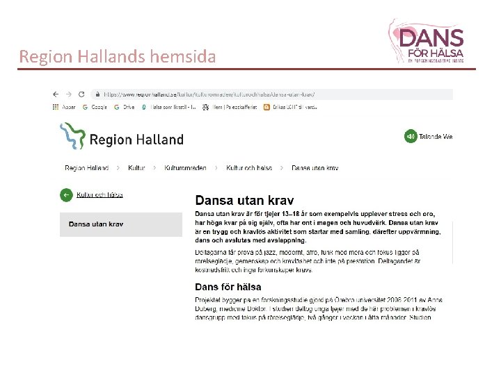 Region Hallands hemsida 