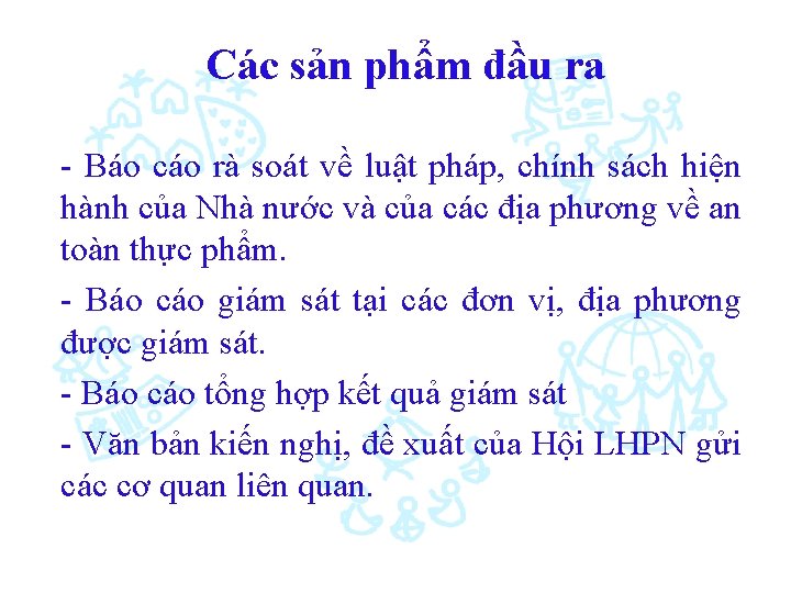 Các sản phẩm đầu ra - Báo cáo rà soát về luật pháp, chính