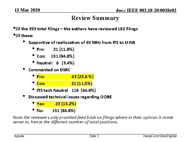 13 Mar 2020 doc. : IEEE 802. 18 -20/0038 r 02 Review Summary •