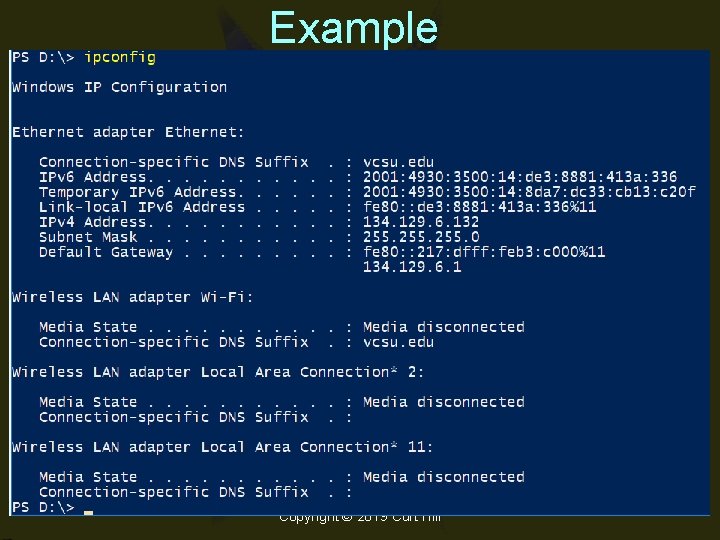 Example Copyright © 2019 Curt Hill 