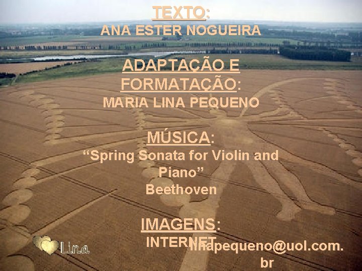 TEXTO: ANA ESTER NOGUEIRA ADAPTAÇÃO E FORMATAÇÃO: MARIA LINA PEQUENO MÚSICA: “Spring Sonata for