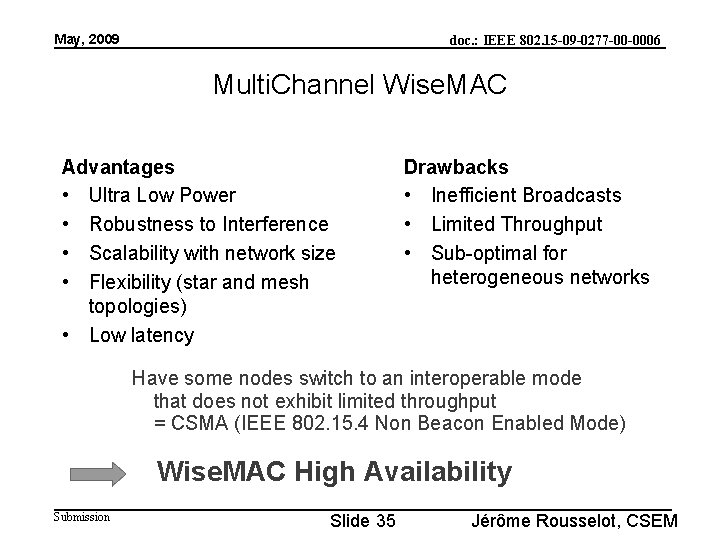 May, 2009 doc. : IEEE 802. 15 -09 -0277 -00 -0006 Multi. Channel Wise.