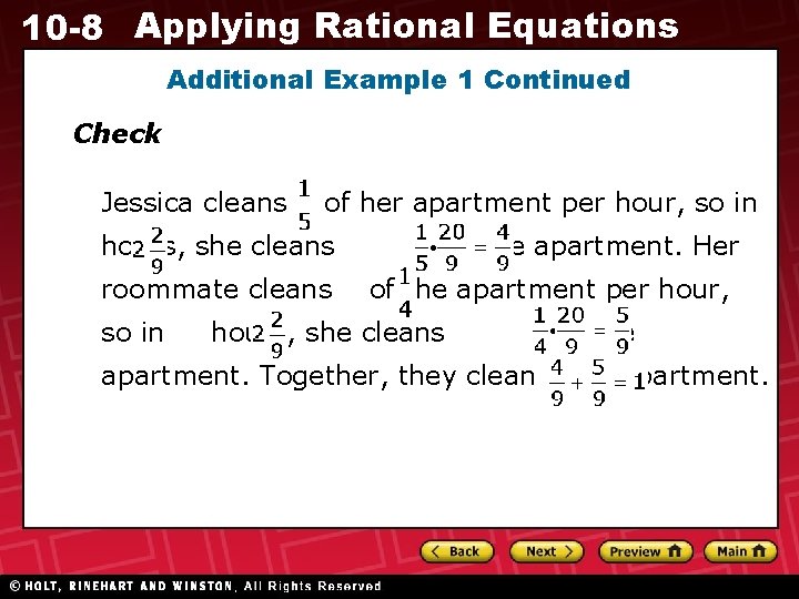 10 8 Applying Rational Equations Preview Warm Up