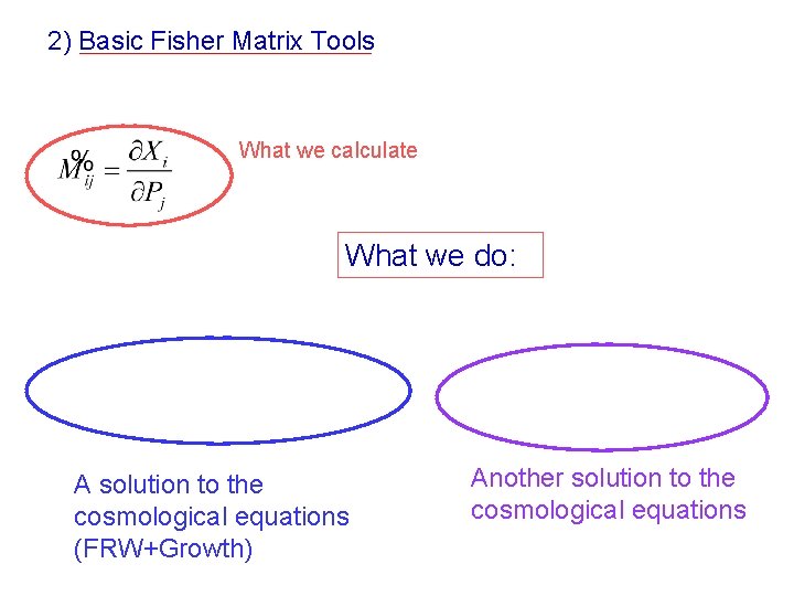 2) Basic Fisher Matrix Tools What we calculate What we do: A solution to