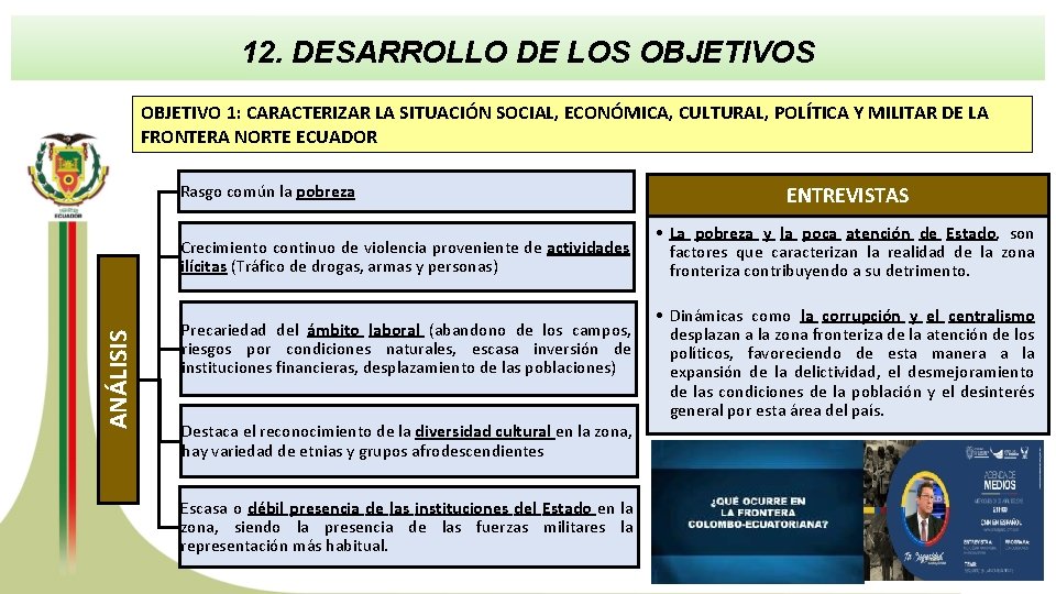 12. DESARROLLO DE LOS OBJETIVO 1: CARACTERIZAR LA SITUACIÓN SOCIAL, ECONÓMICA, CULTURAL, POLÍTICA Y
