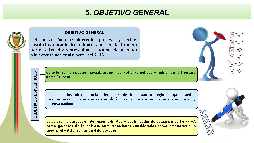 5. OBJETIVO GENERAL OBJETIVOS ESPECÍFICOS OBJETIVO GENERAL Determinar cómo los diferentes procesos y hechos