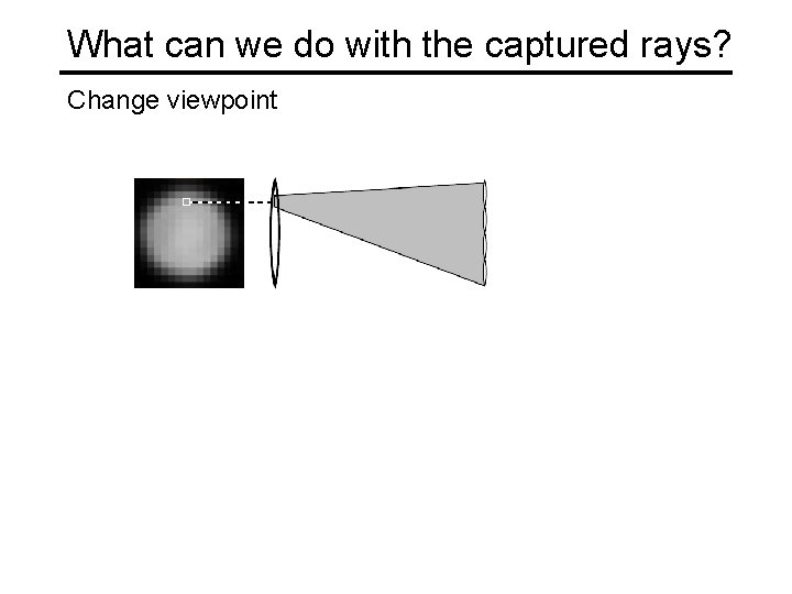 What can we do with the captured rays? Change viewpoint 