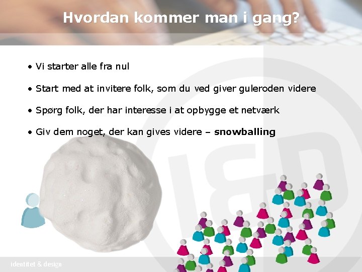 Hvordan kommer man i gang? • Vi starter alle fra nul • Start med