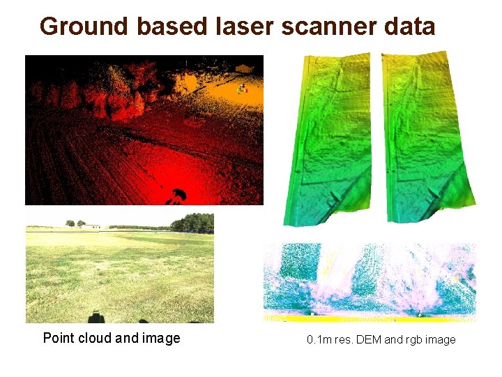 Ground based laser scanner data Point cloud and image 0. 1 m res. DEM