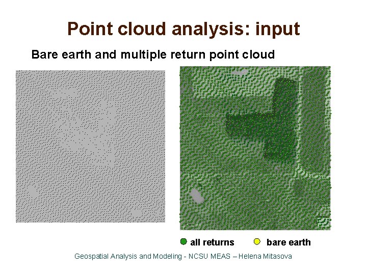 Point cloud analysis: input Bare earth and multiple return point cloud all returns bare