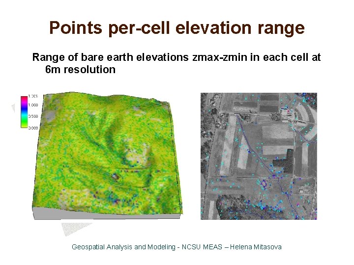 Points per-cell elevation range Range of bare earth elevations zmax-zmin in each cell at