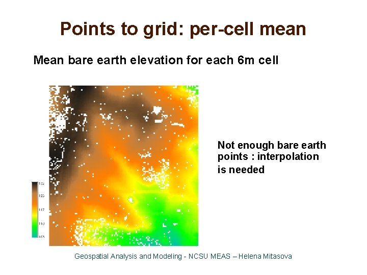 Points to grid: per-cell mean Mean bare earth elevation for each 6 m cell