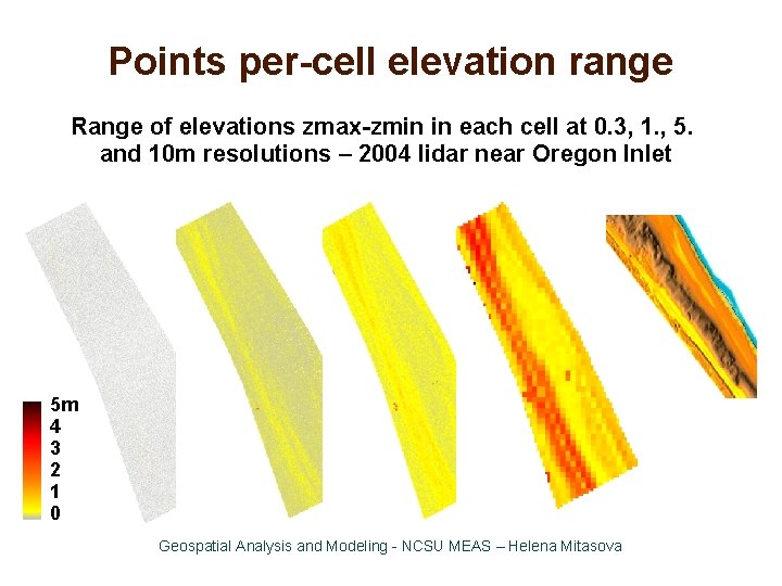 Points per-cell elevation range Range of elevations zmax-zmin in each cell at 0. 3,