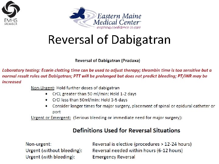 Reversal of Dabigatran 