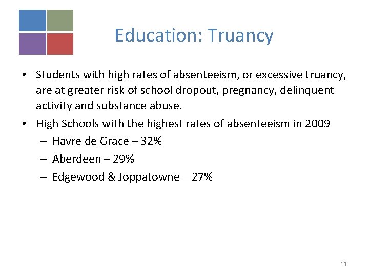 Truancy Rates READY BY 21 TASKFORCE Harford County Department of