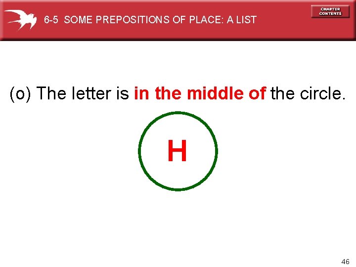 6 -5 SOME PREPOSITIONS OF PLACE: A LIST (o) The letter is in the