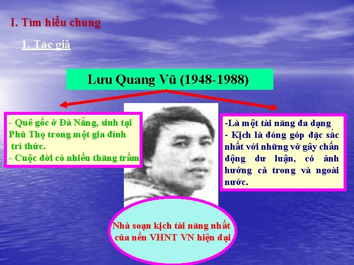 I. Tìm hiểu chung 1. Tác giả Lưu Quang Vũ (1948 -1988) - Quê