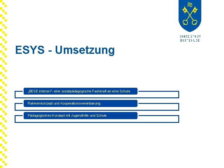 ESYS - Umsetzung „BESE intensiv“- eine sozialpädagogische Fachkraft an eine Schule Rahmenkonzept und Kooperationsvereinbarung