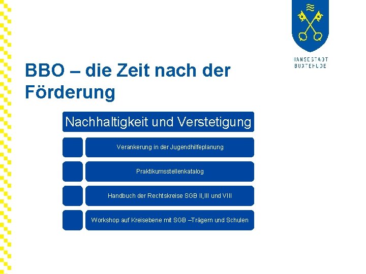 BBO – die Zeit nach der Förderung Nachhaltigkeit und Verstetigung Verankerung in der Jugendhilfeplanung