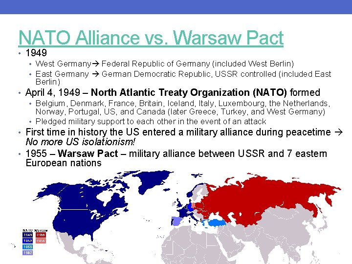 NATO Alliance vs. Warsaw Pact • 1949 • West Germany Federal Republic of Germany