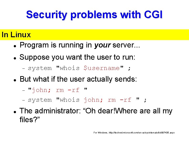 Security problems with CGI In Linux Program is running in your server. . .