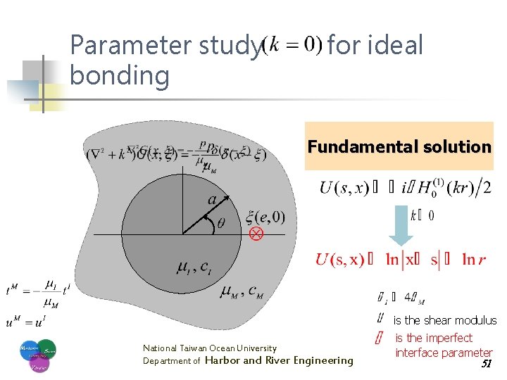 Parameter study bonding for ideal Fundamental solution is the shear modulus National Taiwan Ocean