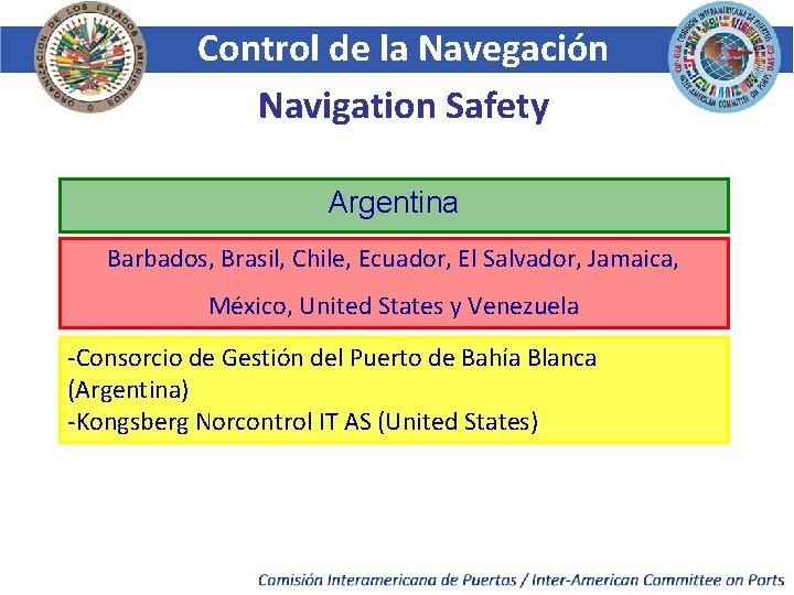 Control de la Navegación Navigation Safety Argentina Barbados, Brasil, Chile, Ecuador, El Salvador, Jamaica,