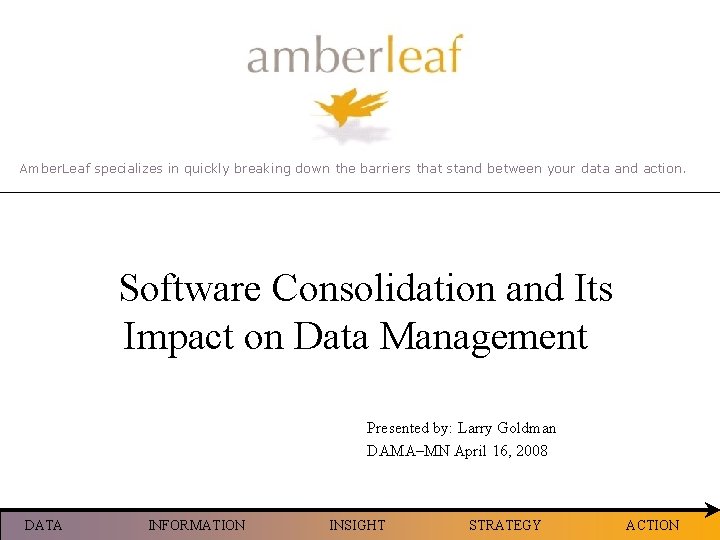 Amber. Leaf specializes in quickly breaking down the barriers that stand between your data